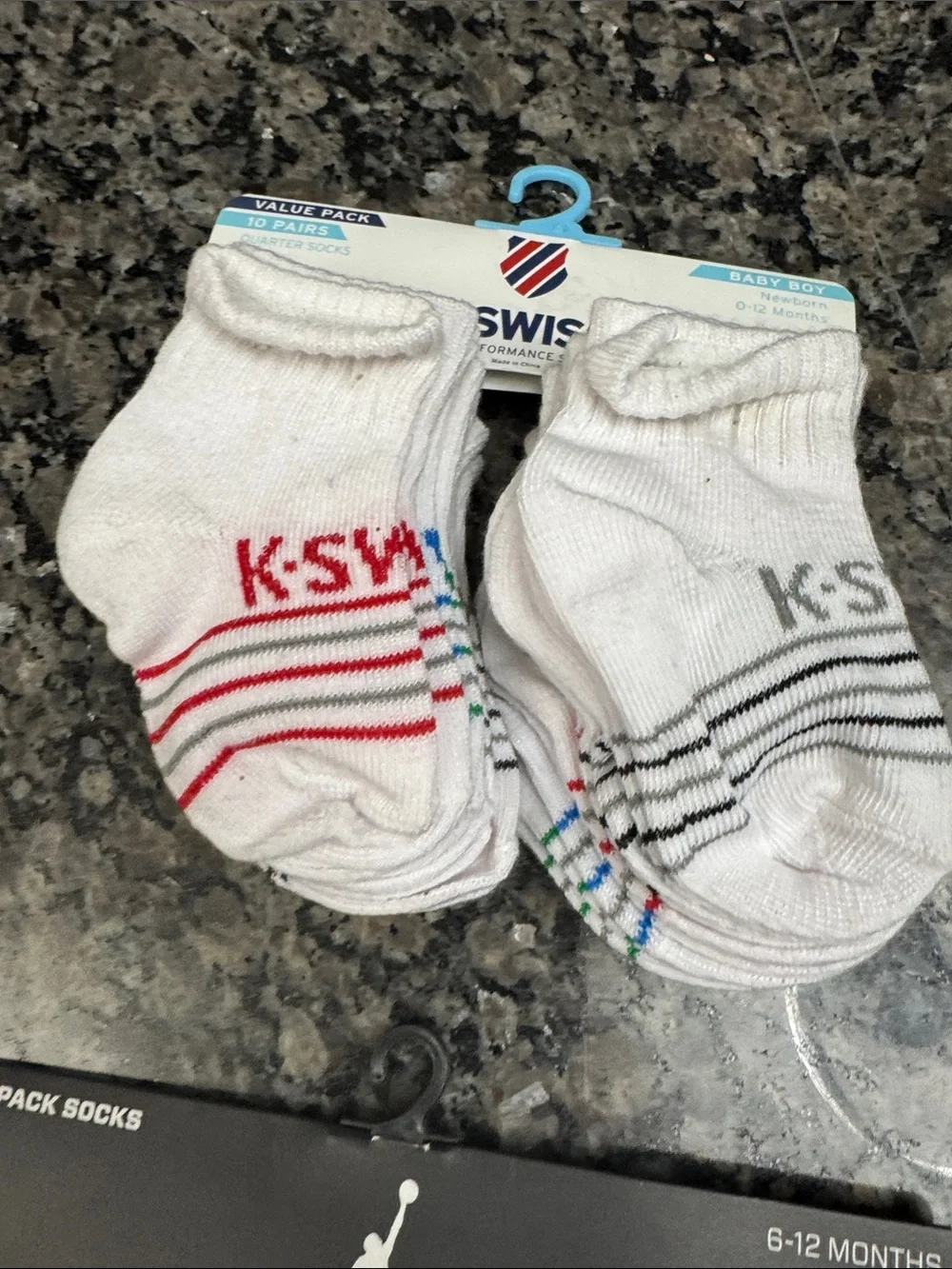 Jordan Kswiss Infant Socks  in Light Blue, Black, White stripes NWT
